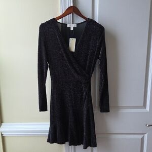 NWT Michael Kors Shimmering Black Long Sleeve Dress size PM